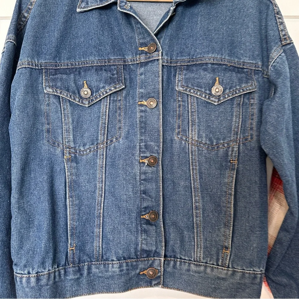 BKE Buckle Brushed Wool Blend Plaid Denim Jacket sz S - Picture 8 of 12
